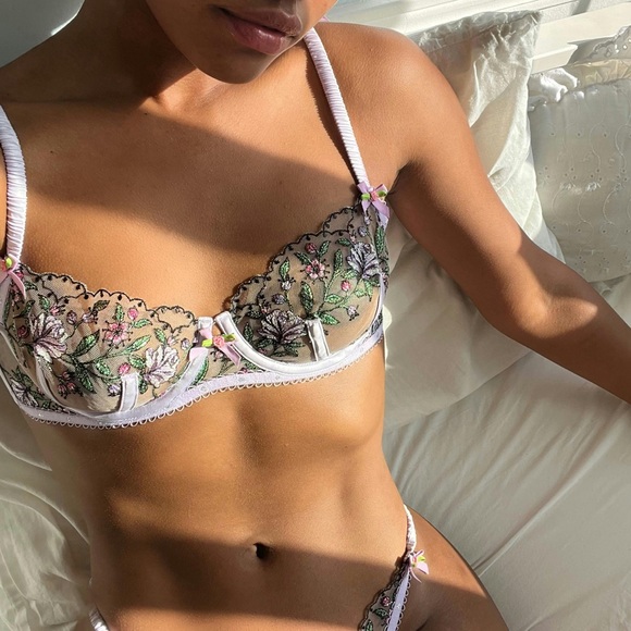 For Love And Lemons Other - For Love and Lemons Floral Embroidered Lingerie Bra